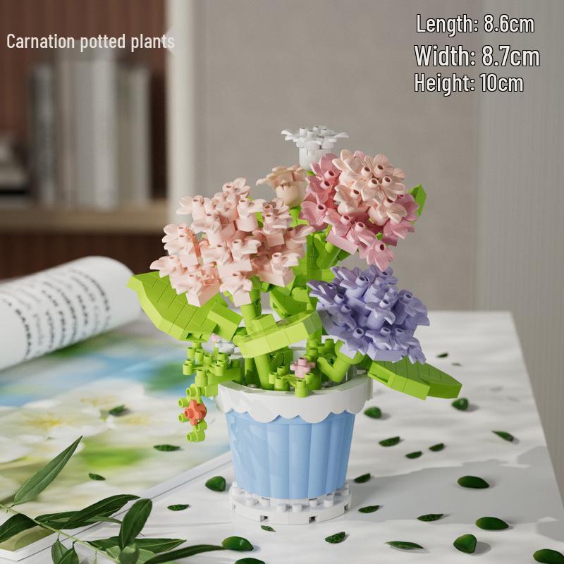 Secret Garden Flower Building Blocks: Rose & Carnation Potted Plant Toy - Perfect for Children's Play and Teacher's Day Gifts