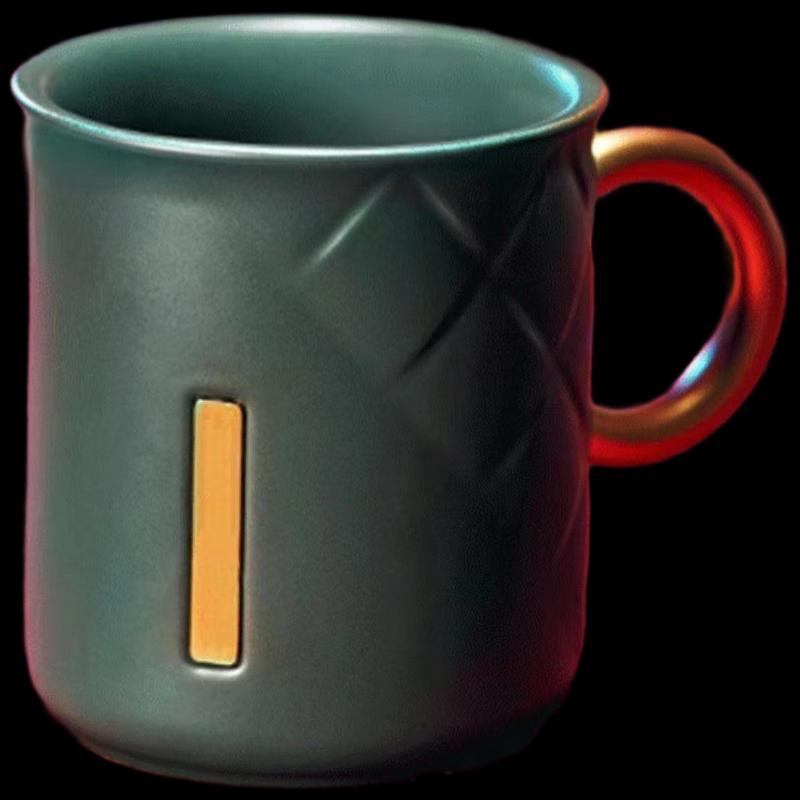 Christmas Gold Plaid Ceramic Couple Mug
