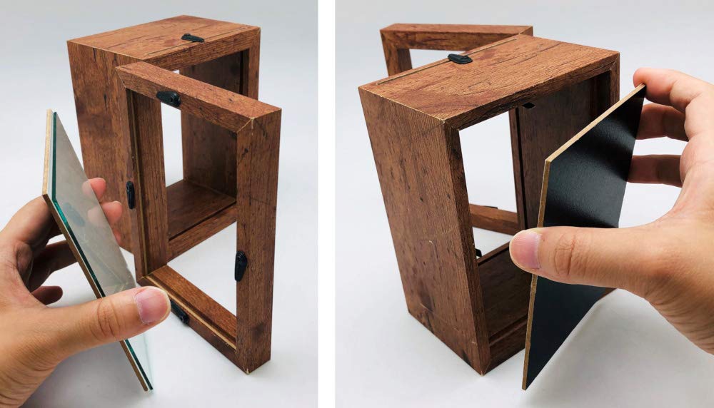 Maruwa Boeki Photo & Craft Box, Vertical, Brown, 4008451-02, Wood Grain Finish, for Photo Frames, Small Items, and Miscellaneous Goods