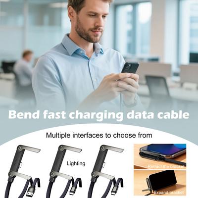 Multi Charger Cord With Type C/USB A/L Port, Fast Charging Data Sync Cable For Smartphones, Tablets, Laptops, Gaming Devices