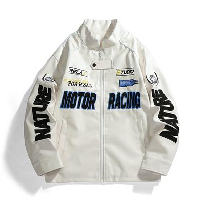 Frühling und Herbst Amerikanische Neue Herren Bestickte Lederjacke Retro Rennanzug Handsome Motorrad Lederjacke Modisch