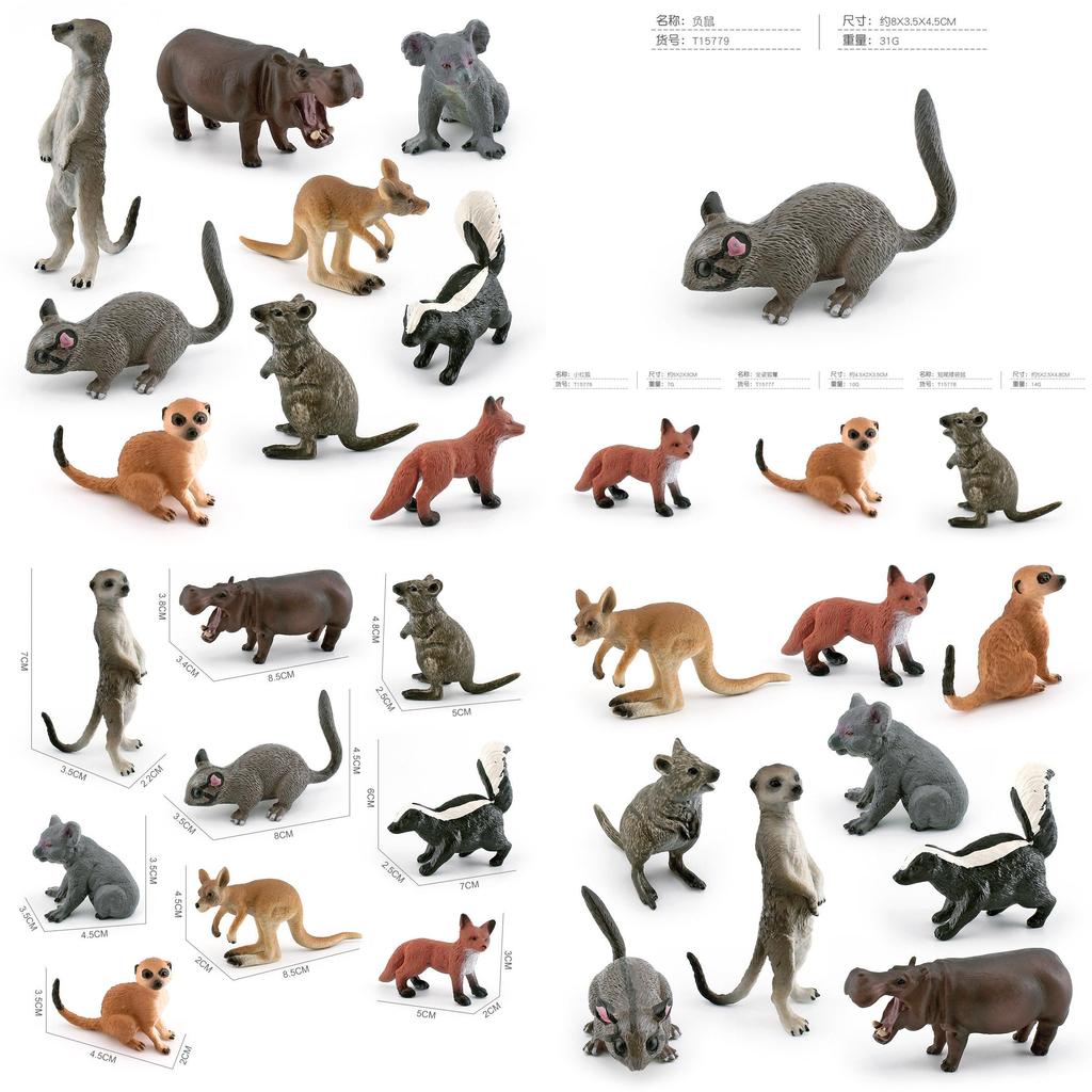 Beautifully Crafted Static Model Animals In Vibrant Colors Red Fox Kangaroo Skunk And Others