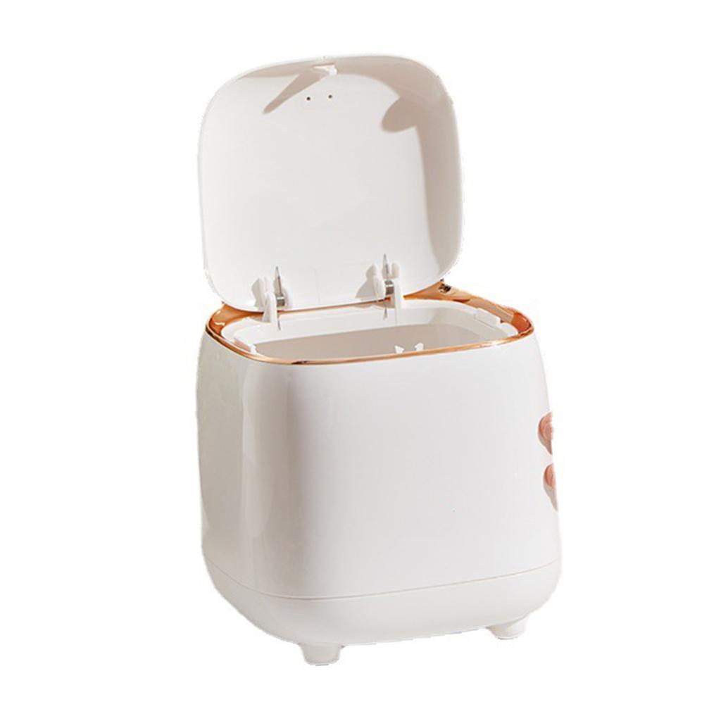 Push Type Desktop Trash Bin with Lid Fashionable Double Layer Large Opening Garbage Container for Living Room
