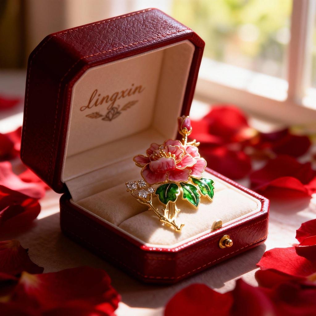 Bo Xin Yun Elegant Enamel Peony Brooch - Stylish Luxury Fashion Accessory