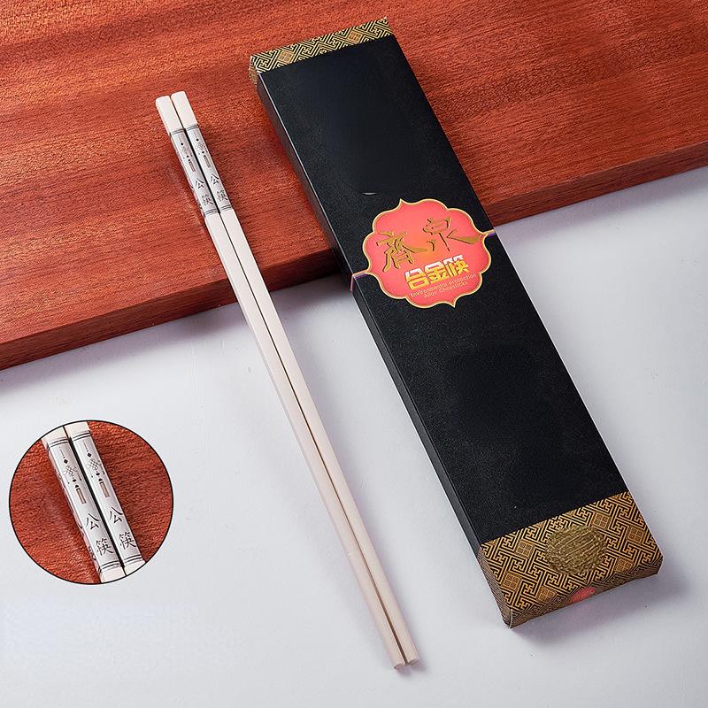 27cm/30cm Extended Alloy Chopsticks 10 Pairs Chopsticks Kitchen Tableware Chinese Sticks Anti Slip Heat Resistant Cute Chopstick