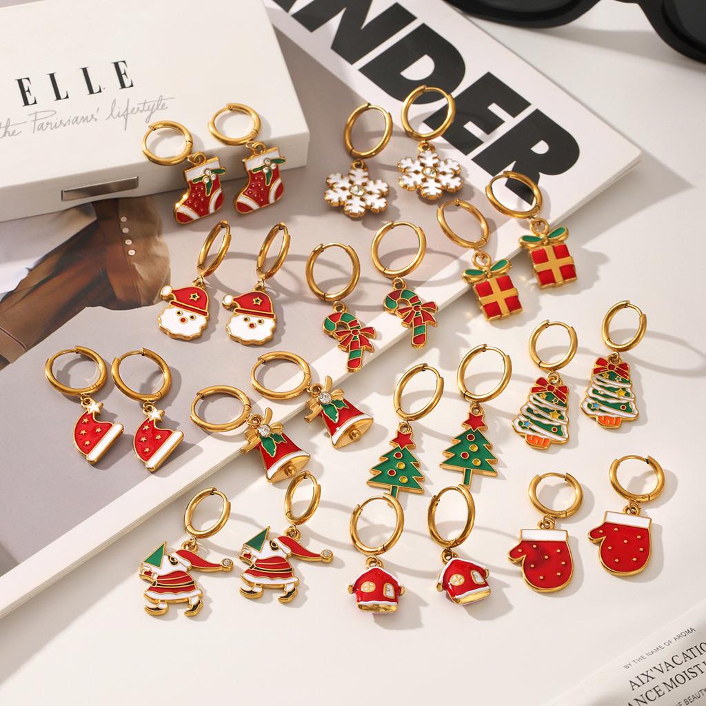 Yori Hot Style Stainless Steel Christmas Earrings 2025 Women Stainless Steel Trendy Golden PVD Waterproof Jewelry Gift