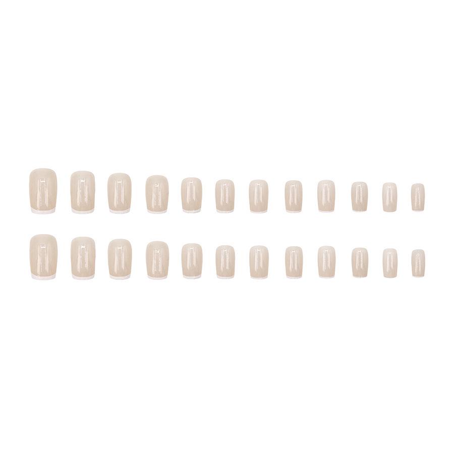 Elegant French Square Long-Lasting Wearable Nail Art Tips, 24 Pieces