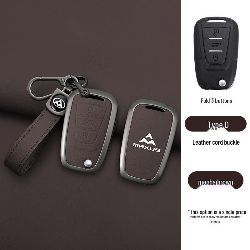 Compatible with 23 SAIC MAXUS V80 Models: Metal Key Cover with Genuine Leather Buckle.