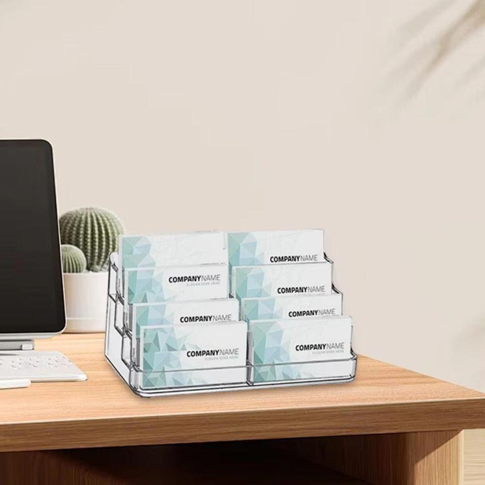 Transparent Name Card Display Stand Display Holder Business Card Storage Box  Office Supplies