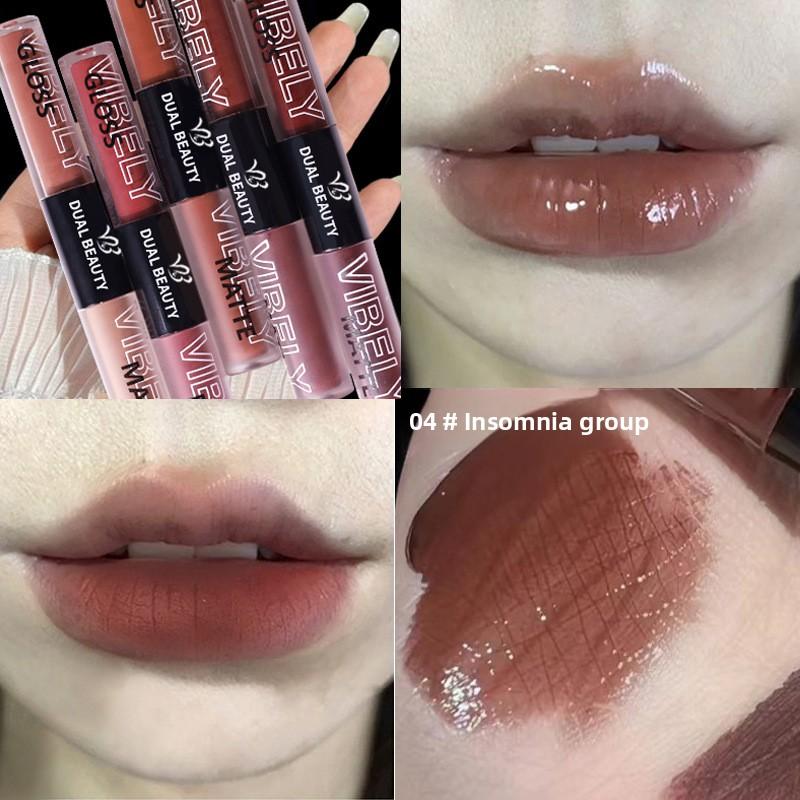 

VIBELY Нелипкий тинт для губ с зеркальным финишем, двухголовочный, водостойкий, не скатывающийся, матовый, белый, пленочный, стойкий 2.2g*2