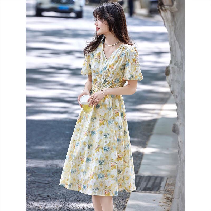 Elegant Fairy Style V-Neck Floral Summer Maxi Dress