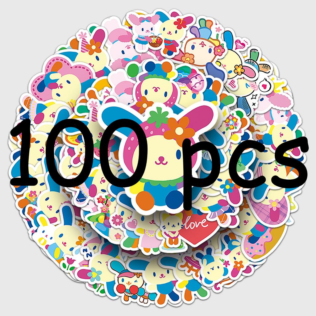 Sanrio Animation Design Floral Bunny Usahana Decals, Little Mochi Design Decals for Stationery and Phone Decoration