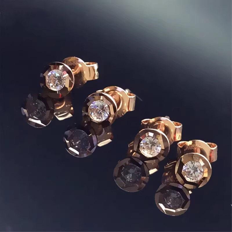 Pure Purple Gold Stud Earrings, Small Fragrant Wind Plated Rose Gold Color Gold Women S Exquisite Zircon Stud Earrings