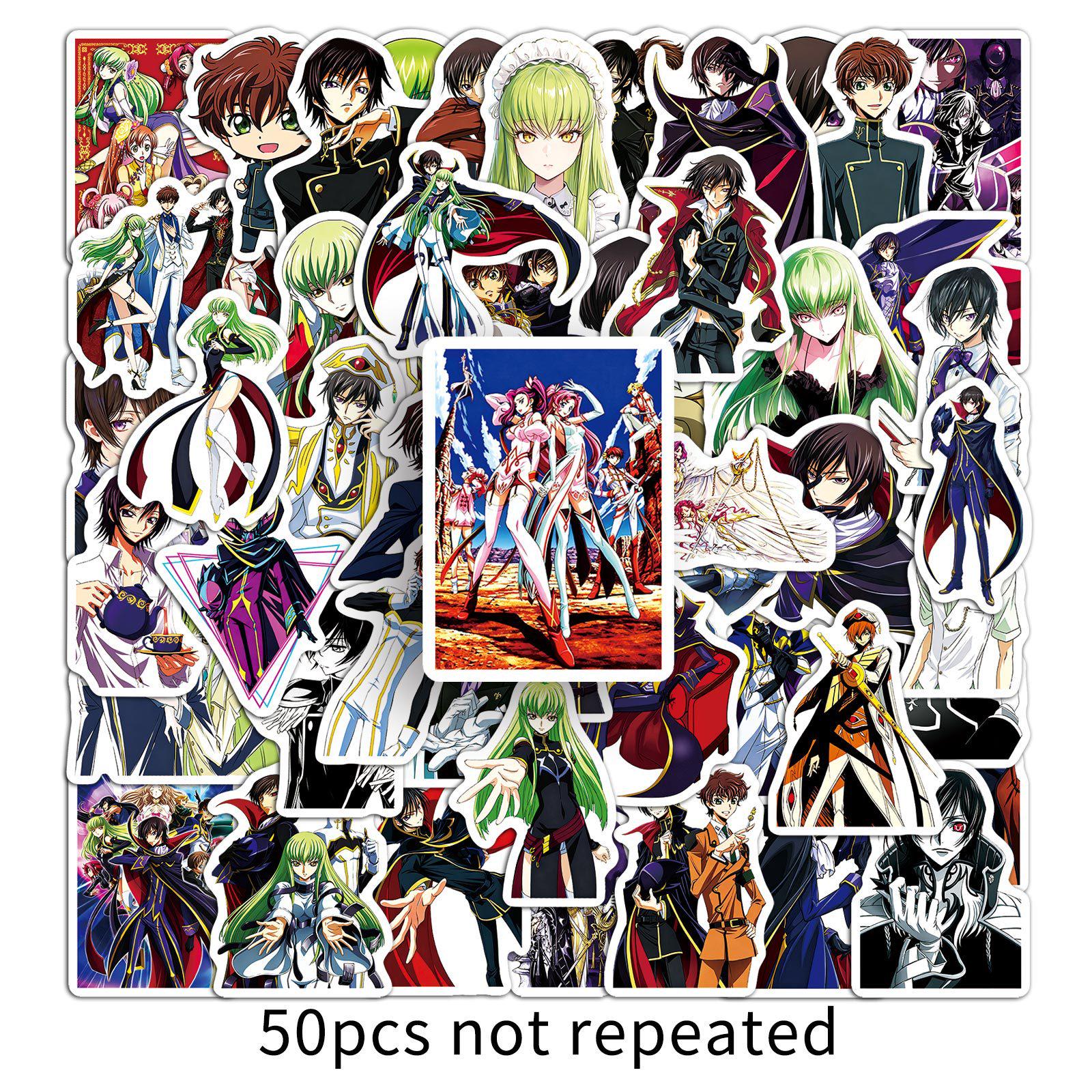 50 Wasserdichte Code Geass Aufkleber - Japanisches Anime & Manga Dekor für Thermosbecher black
