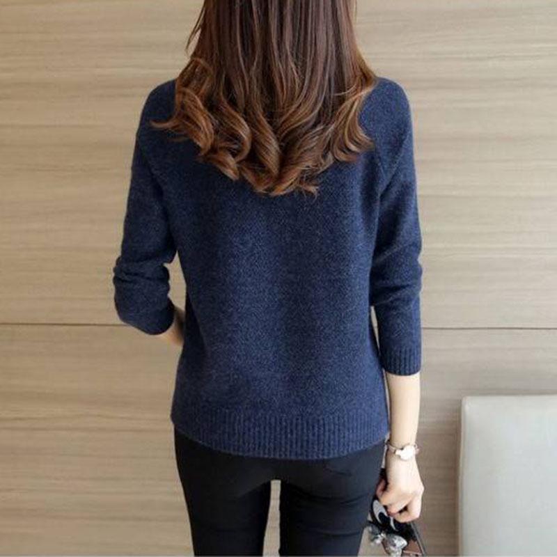Loose Sweater Knit Ladies Split Winter Round Neck Pullover Sweater Women Korean Knitwear Jumper Tops