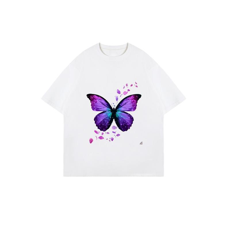 Black Oversized T Shirt With Purple Butterfly Print For Casual Wear