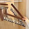 12 Clips Legging Organizer for Closet, Wooden Closet Leggings Hanger Organizer Space Saving Multi Clip Hanger for Pants Scarfs
