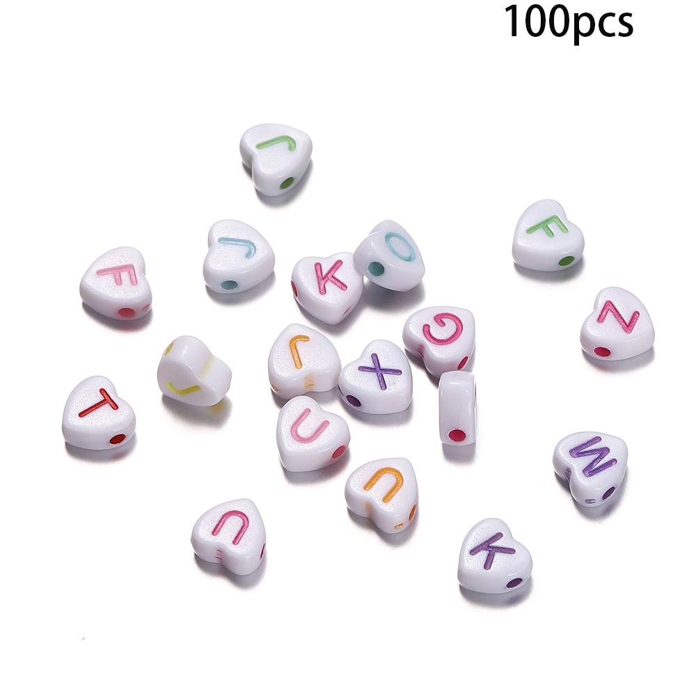 50/100Pcs/Lot Mixed Acrylic 26 Letters Loose Heart Shape Beads For DIY Jewelry Making Bracelet Necklace Keychain Accessories