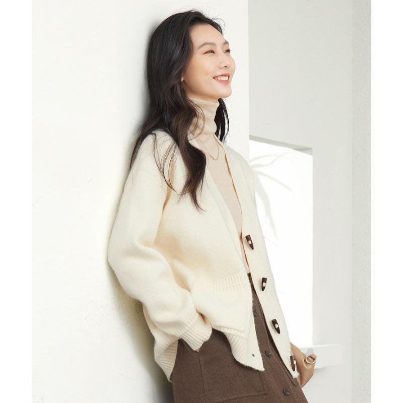 

Жіночий светр в язаний Базовий Модний Кардиган Довгий Рукав Вільний Повсякденний Пальто One Size