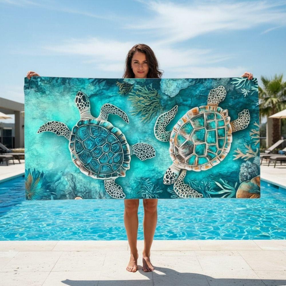 Shore Stylish Swimming Towel Absorbent Beach Blanket Sea Turtle Beach Towel  Summer