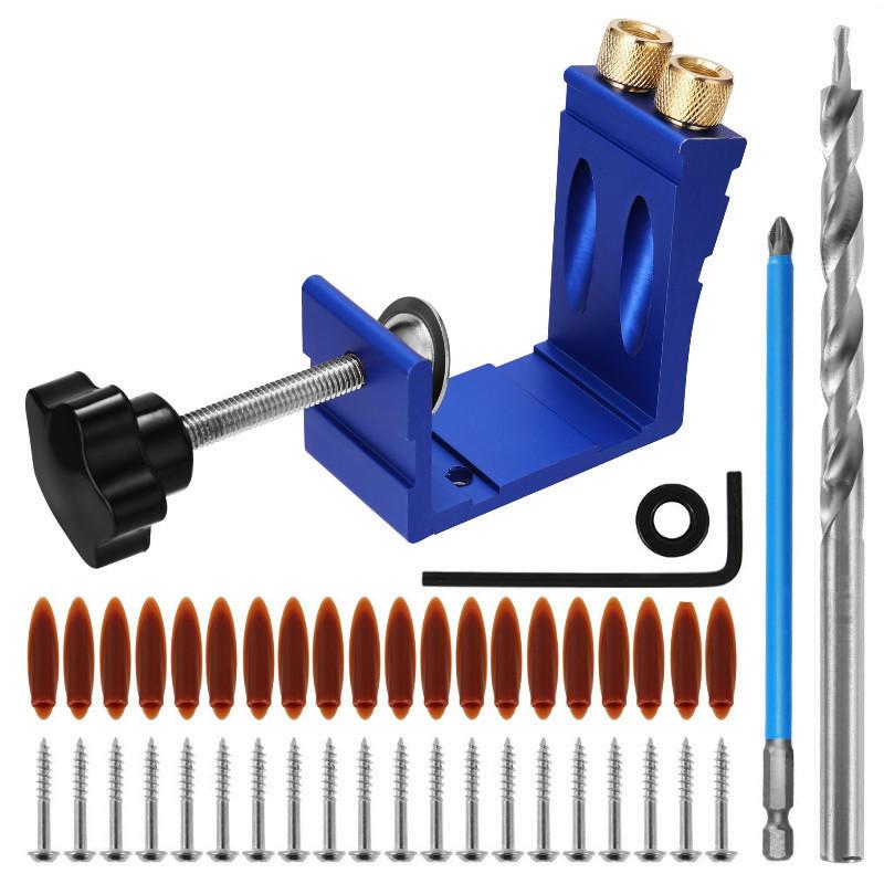 Kit de Gabarito para Furos Oblíquos com Brocas Posicionador para Marcenaria Ângulo de 15 Graus Conjunto de Guias de Broca Ferramentas de Carpintaria