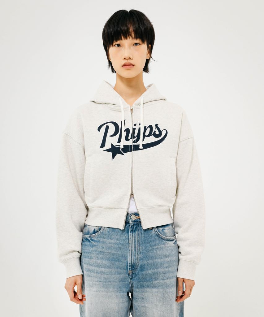 Physical Department [Women'S] Crop Startail Zip-Up Hoodie_Oatmeal