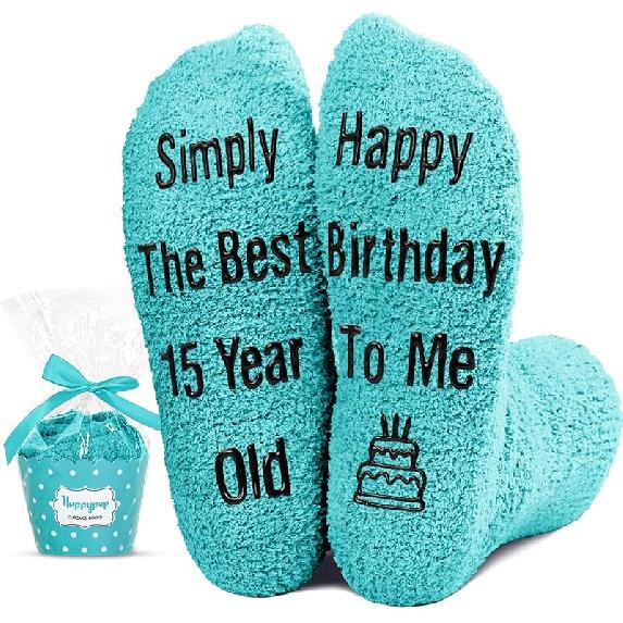 HAPPYPOP Birthday Gift Ideas for Teens - 15th Birthday Socks Sweet 16 Gifts for Boys Girls