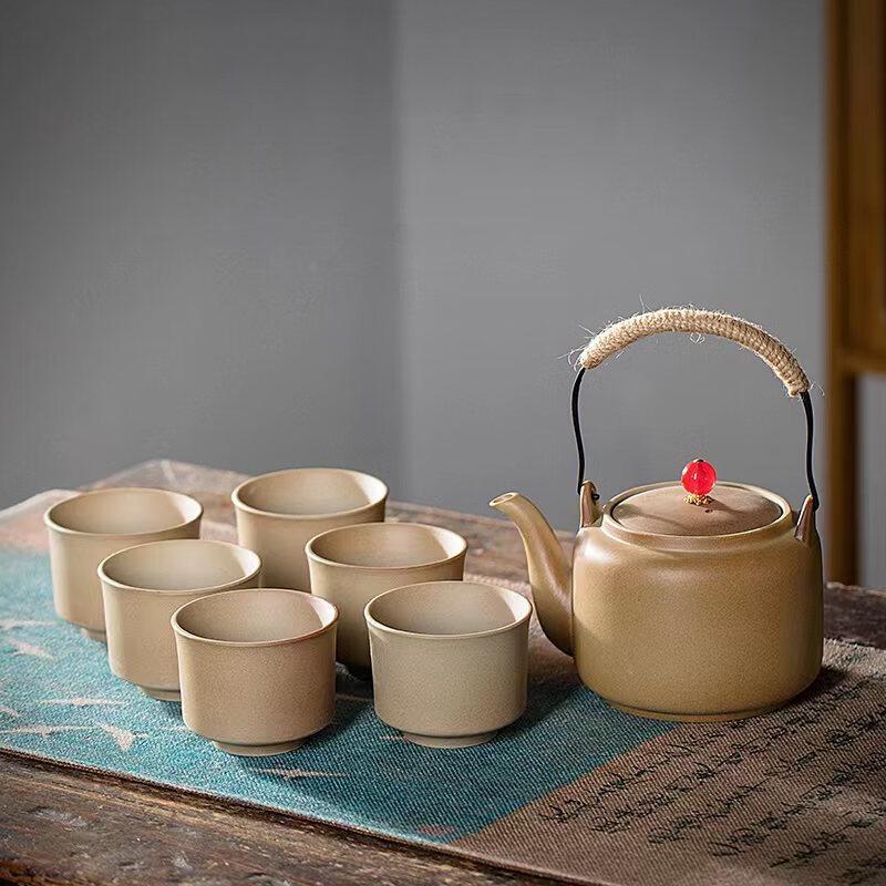 Shangqi Retro Ceramic Charcoal Tea Set
