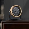 Silent Non-Ticking Vintage Table Clock, American Retro Desk Clock with Roman Numerals, Metal Frame for, Bedroom, Office Decro