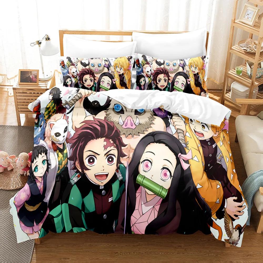 Hot Kamado Nezuko Bedding Sets Anime Demon Slayer Bedspread for Teens Girls Fashion Twin Single Queen King Full Size Duvet Cover