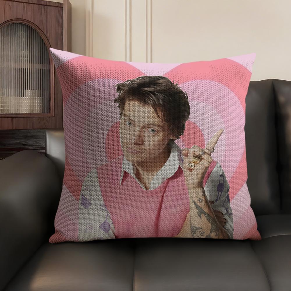 Singer HHarry Music Cushion Cover Natural Linen Organic Fabric DoubleSided Printing Sofa Home Decor Gift Pillow Case