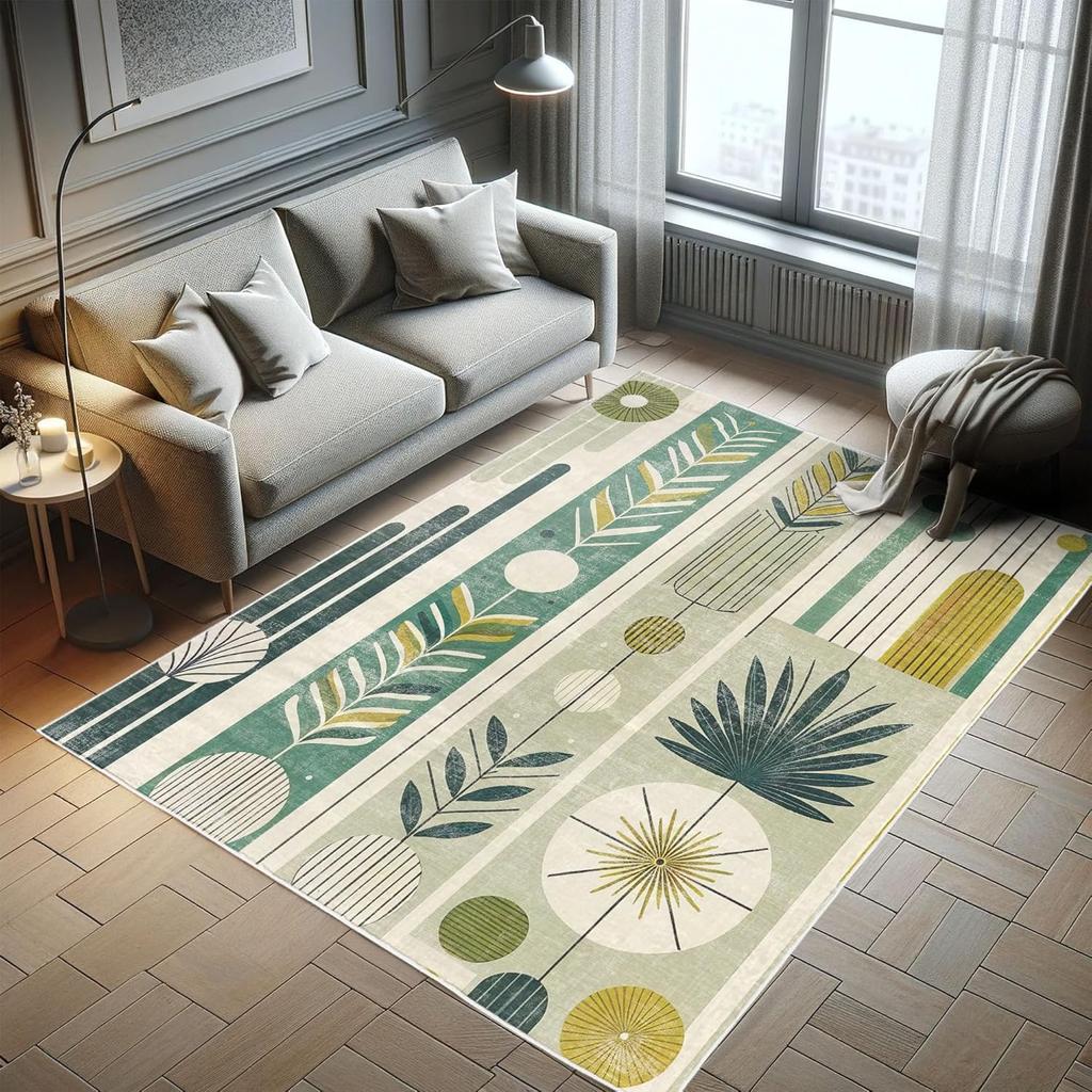 Dinosaur Decorative Rug,Jurassic Scenario Cartoon Animals in Wilderness Cloudy Sunrise Back, Quality Carpet for Bedroom Dorm and