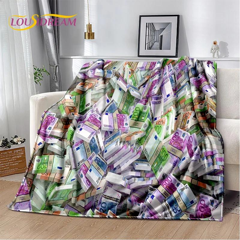 3D Dollar Euro Pound Money Rich Cartoon Soft Plush Blanket,Flannel Blanket Throw Blanket for Living Room Bedroom Bed Sofa Gift