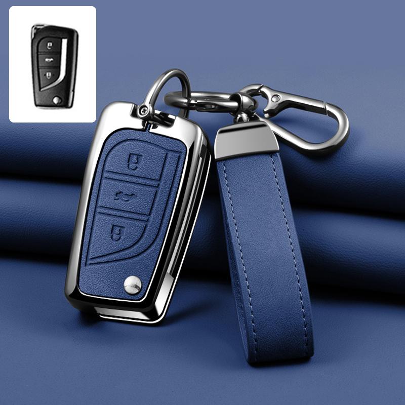 Zinc Alloy Leather Car Key Case For Toyota Auris Corolla Avensis Verso Yaris Aygo Scion Tc Im Camry Rav4 Forturner Hilux Key Fob