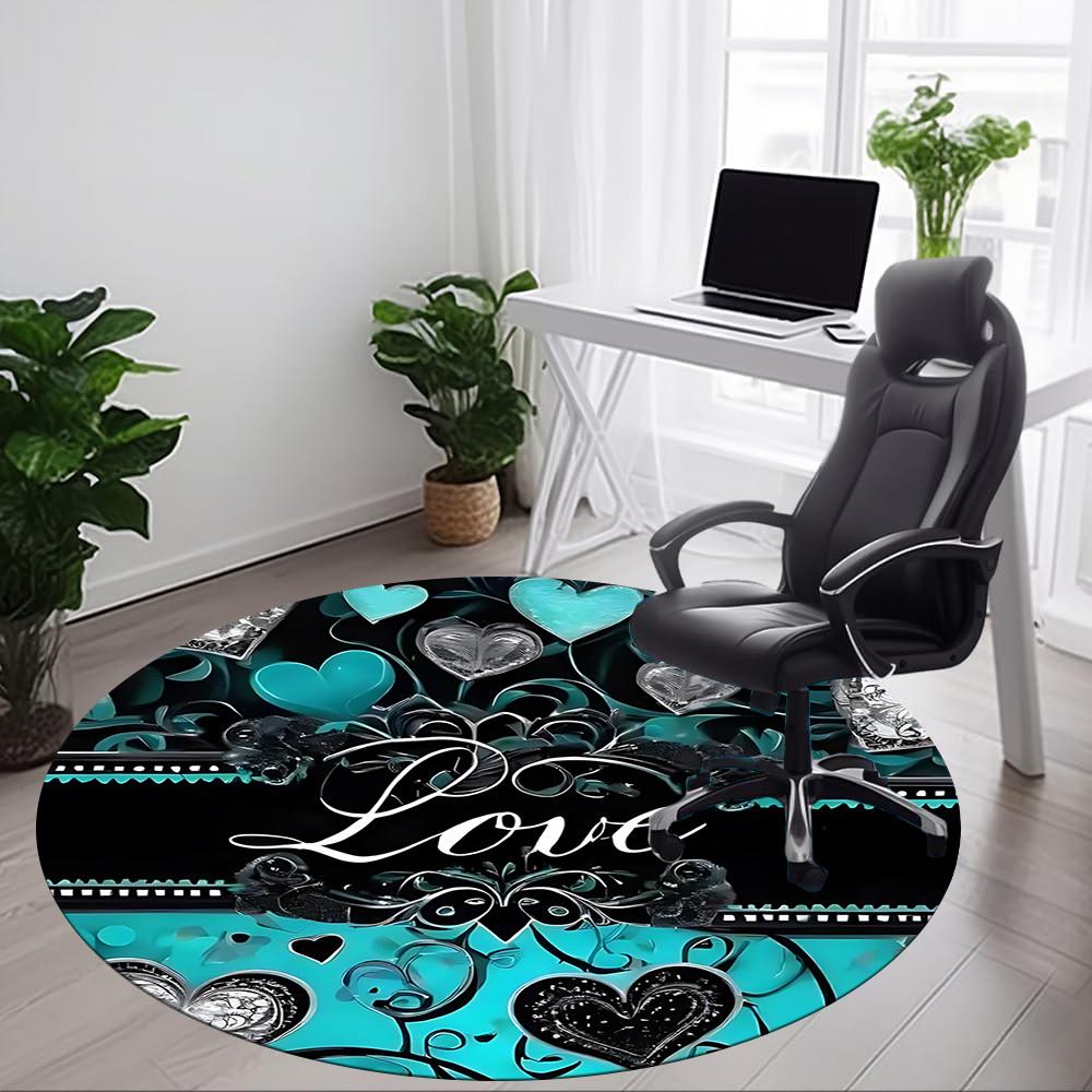1pc Love Hearts Chair Carpet for Office - Durable, Ideal for Chair Mats, Stylish & Functional Decorative Rug Yy260130070