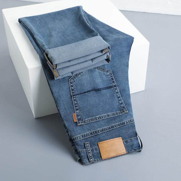 

New Summer Tennis Jeans Men s Middle-aged Business High-waist Pants Loose Ice Silk Pants 29