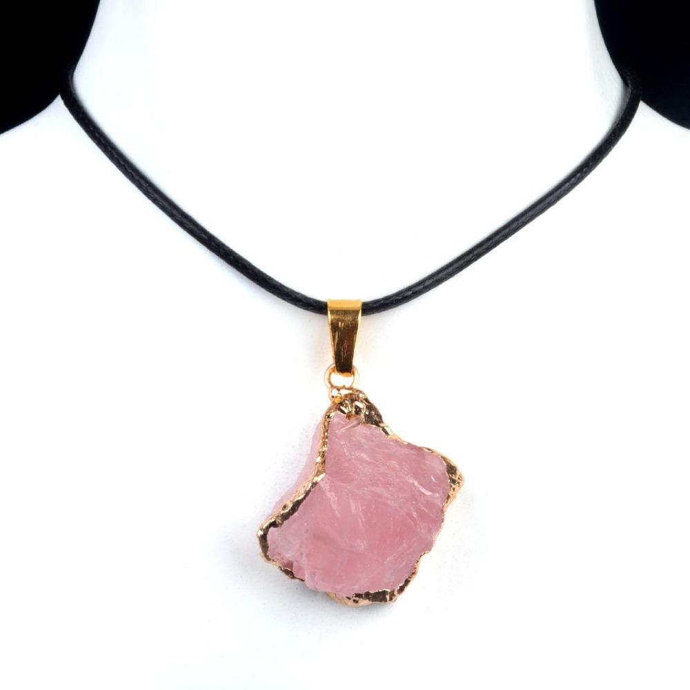 Natural Stone Crystal Rough Stone Gilt Pendant, Tea Crystal Lapis Lazuli Irregular Necklace Set Cardboard