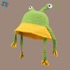 Autumn and Winter Funny Frog Knitted Fisherman's Hat Children Cute Ugly Cute Cartoon Warm Wide Brim Show Face Small Wool Basin Hat