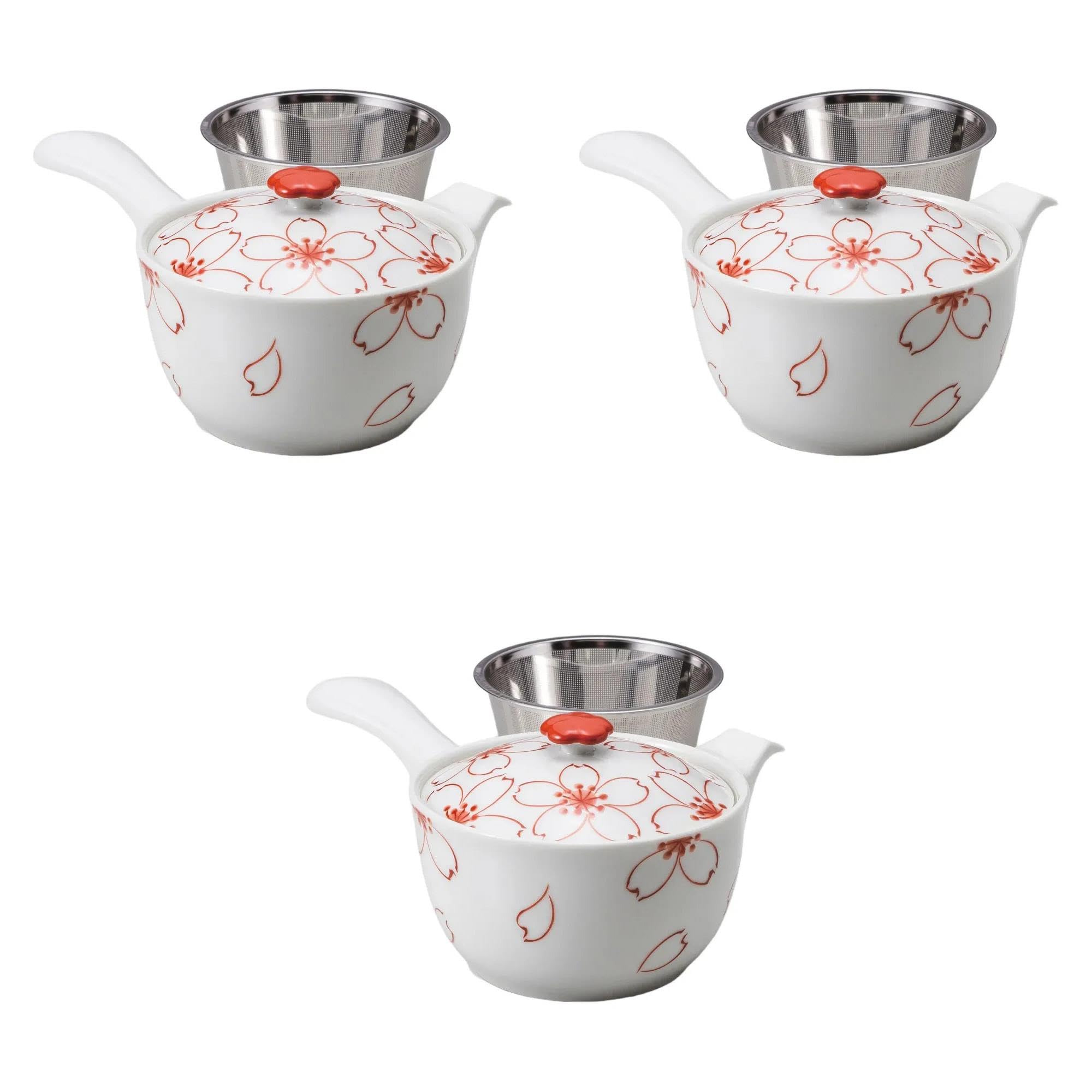 

Set of 3 Nishikizakura SS Flat Teapots x Arita Ware Teapots Arita Ware Setomonohonpo [11.5 8.5cm (325cc)]