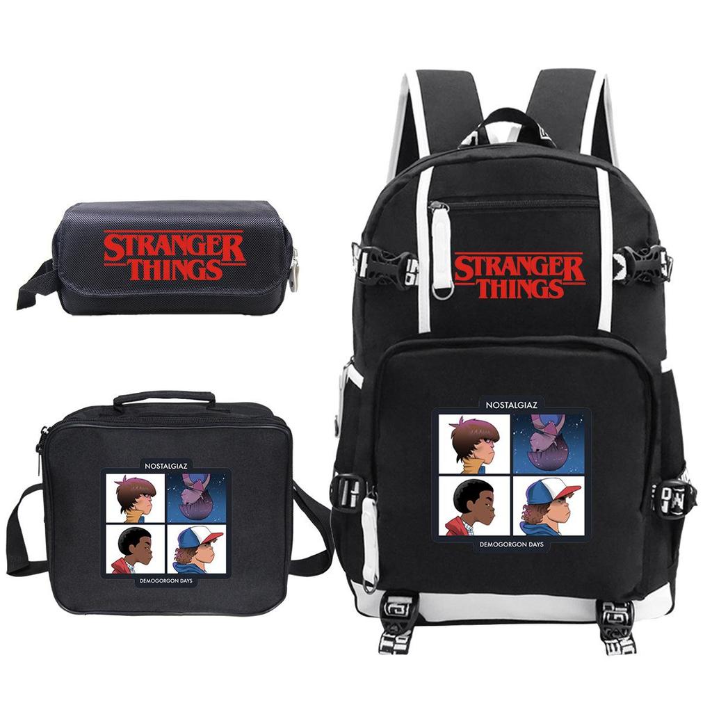 American Drama Peripheral Three-Piece Set Double Zipper Pencil Bag Student Schoolbag Lunch Box Bag