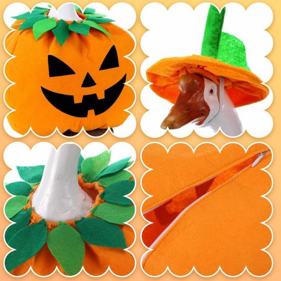 Halloween Pumpkin Goose Costume Yard Silly Lawn Goose Shirt Outfit with Elastic Rope Hat Festive Outdoor Garden Decor