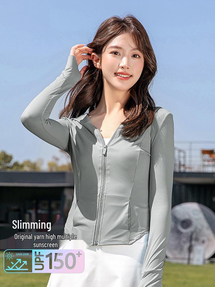 

LULU Женский утягивающий топ с капюшоном для йоги и рыбалки с защитой от УФ-лучей - Куртка для бега с ощущением наготы Small серый