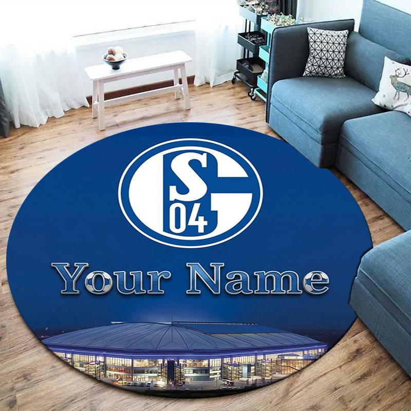 FC Schalke 04 Custom Name Round Area Rug,Carpet Rug for Living Room Bedroom Sofa Playroom Decor,Non-slip Floor Mat
