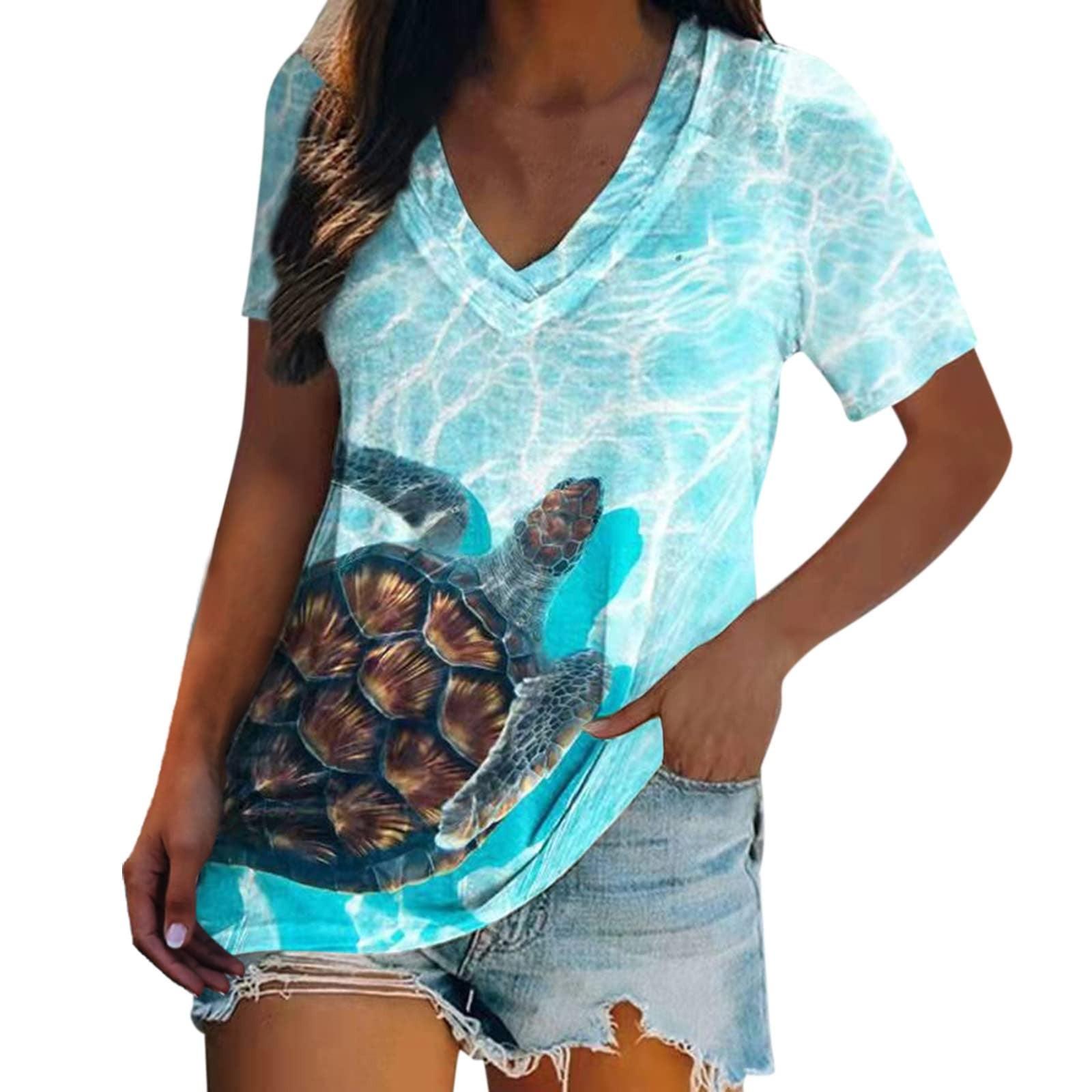 

Ladies Casual Fashion Comfortable Short Sleeve New Double Collar Top T-Shirt XL ціан