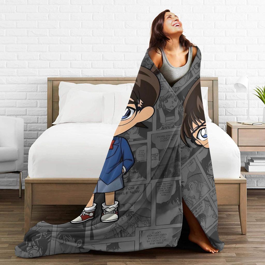 Conan Edogawa Flannel Blankets Winter Soft Warm Throw Blanket For Girls Boys Bedroom Aesthetic Bedspread Sofa Bed Cover