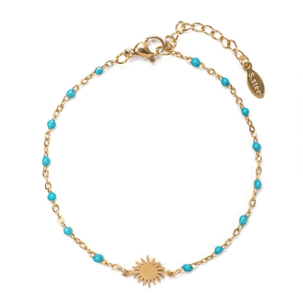 1pc Fashion Stainless Steel Bracelet Sun Enamel Drop oil Bracelet for Woman Summer Beach Party Jewelry