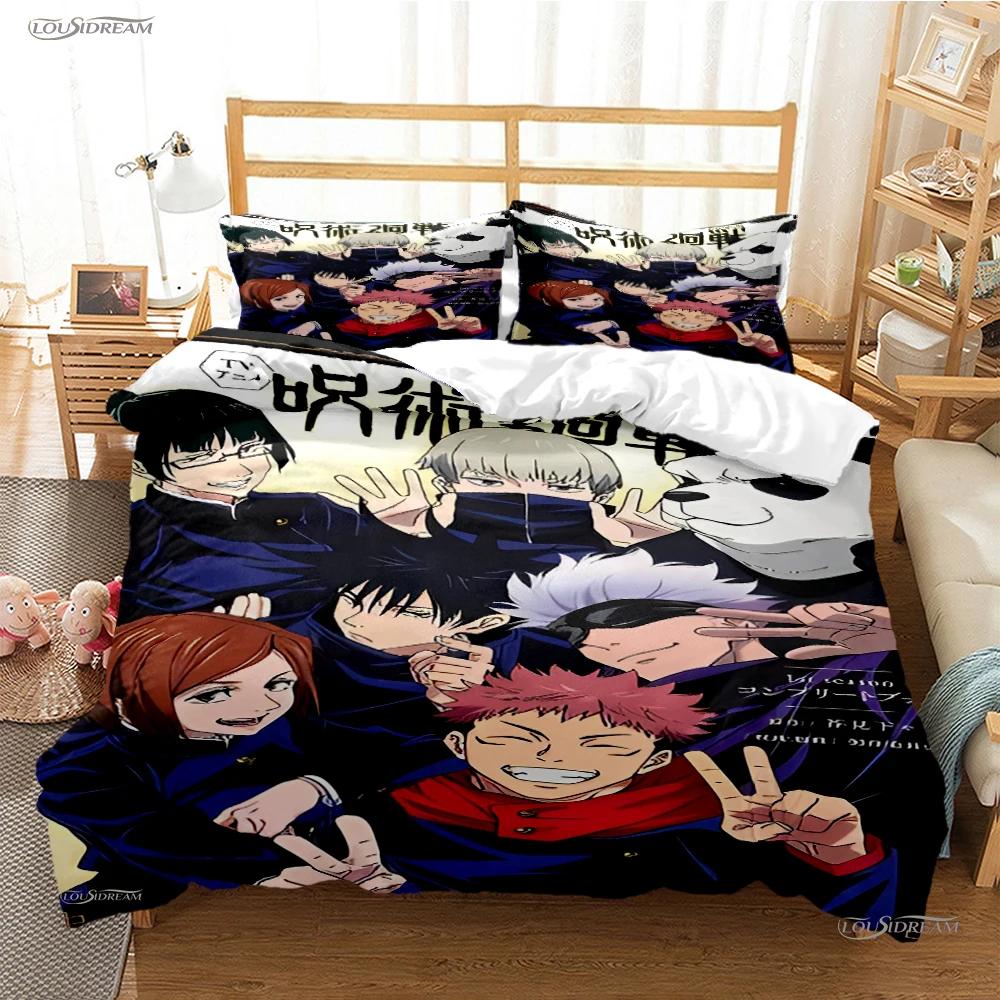 Cartoon Anime Jujutsu Kaisen Duvet Cover Comforter Bedding set Soft Quilt Cover and Pillowcas for Teens Single/Double/Queen/King