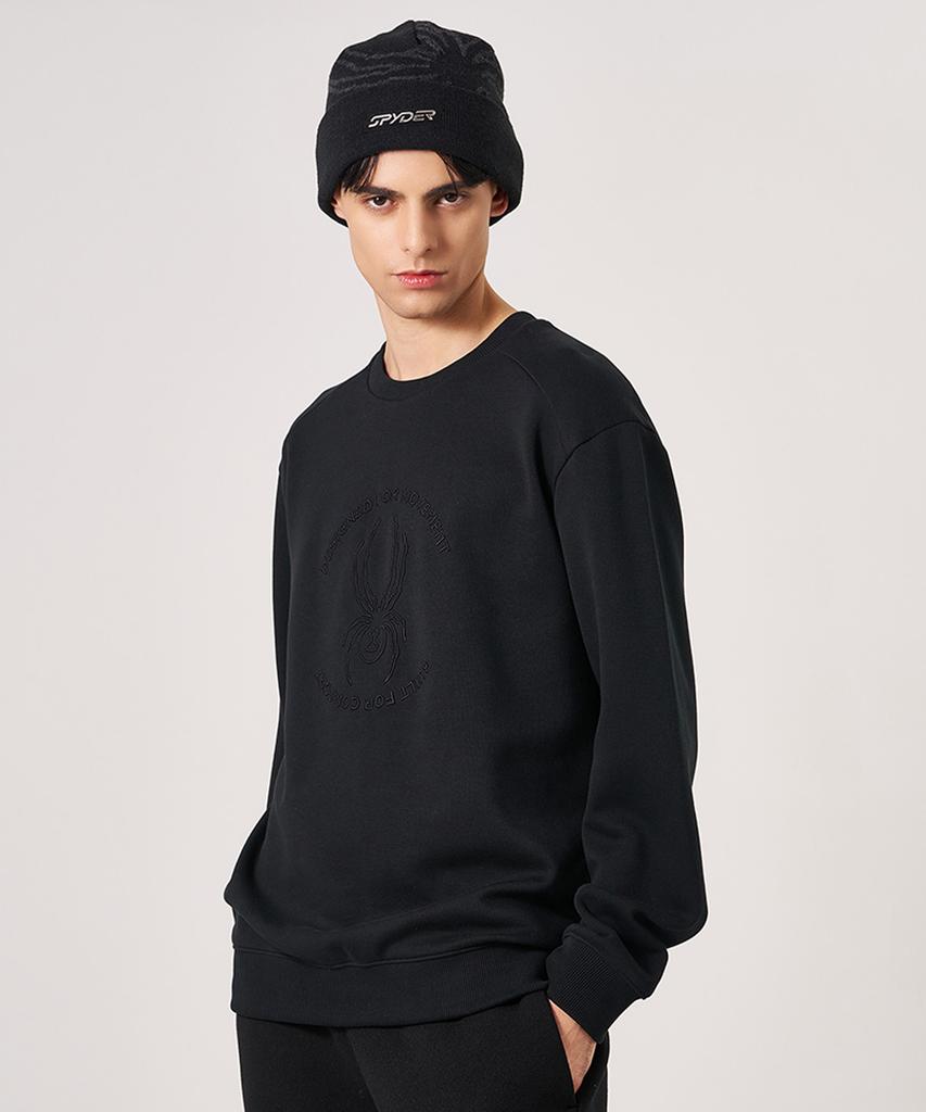 SPYDER Men'S Circle Lettering Spider Embroidery Sweatshirt Spkfcnrl001Mblk