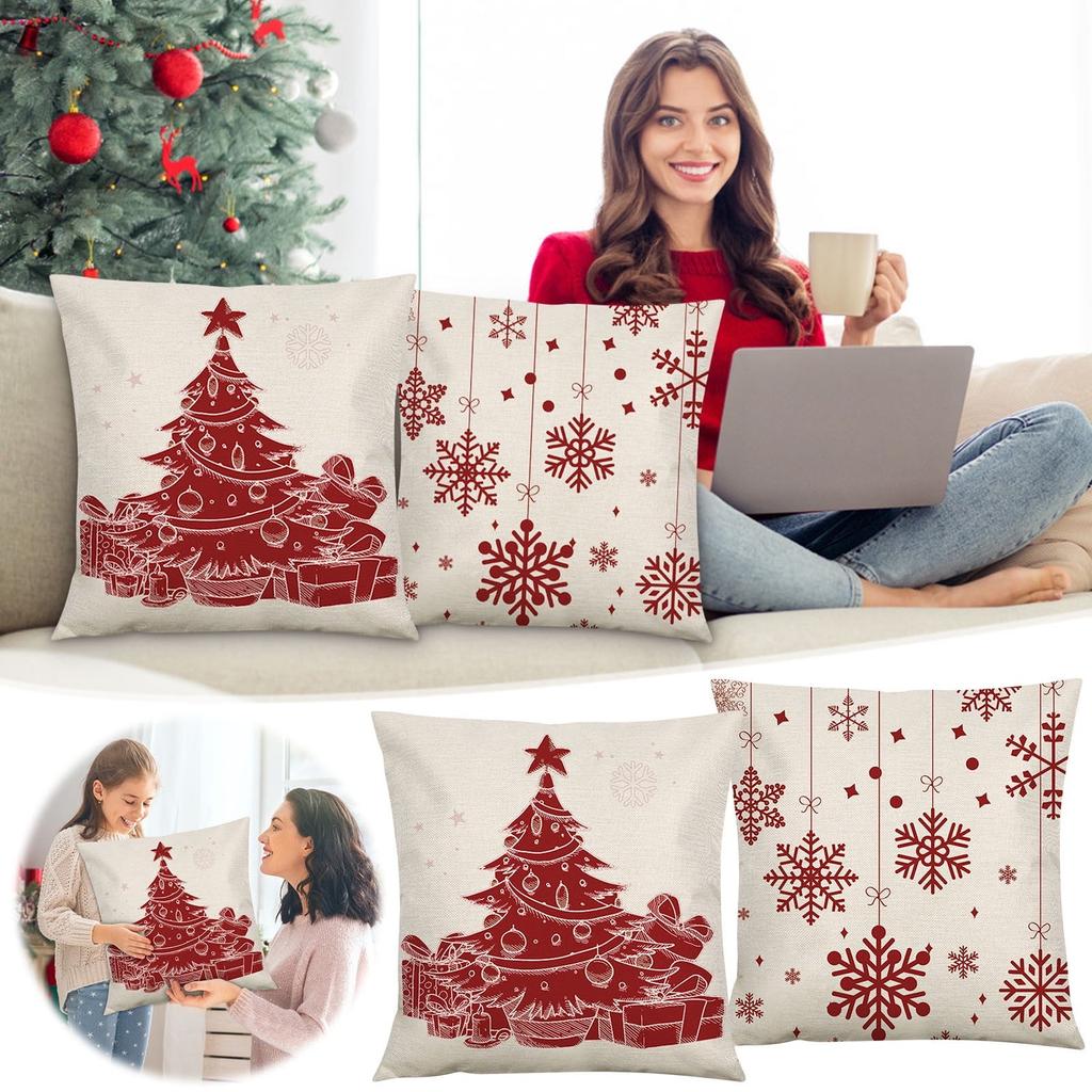 2PC Merry Christmas, Throw Pillow Cover, 18 X 18 Inch, Winter Holiday, Cushion Cover Sofa Decoration, Christmas Tree