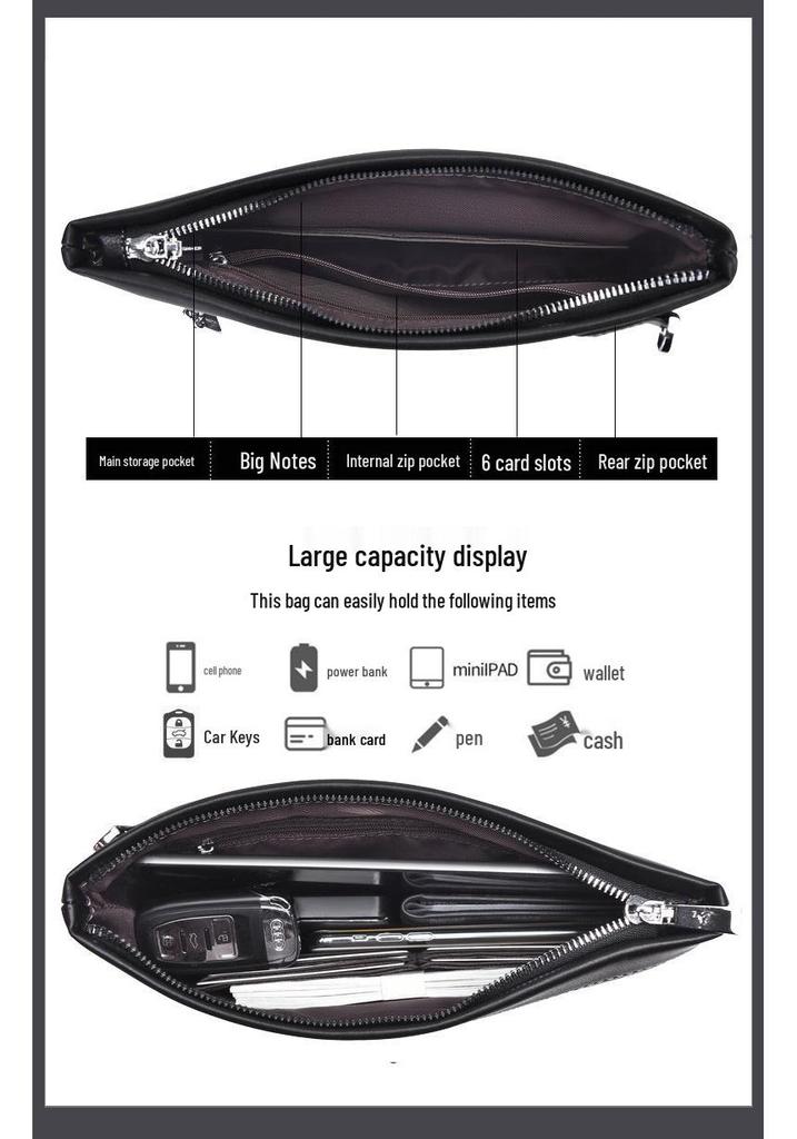 Luxury Men's Business Casual Clutch Bag - Stylish Large-Capacity Envelope Handbag